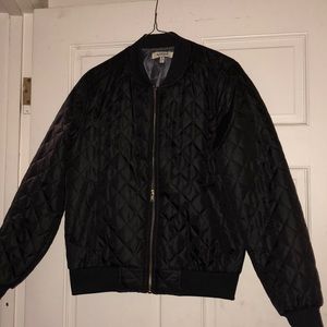Black crop bomber jacket